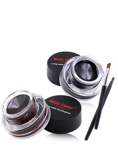 Music Flower Official Black+Brown Waterproof Eyeliner Pencil with 2 Brushes Long Lasting Smudge Proof Easy to Wear Matte