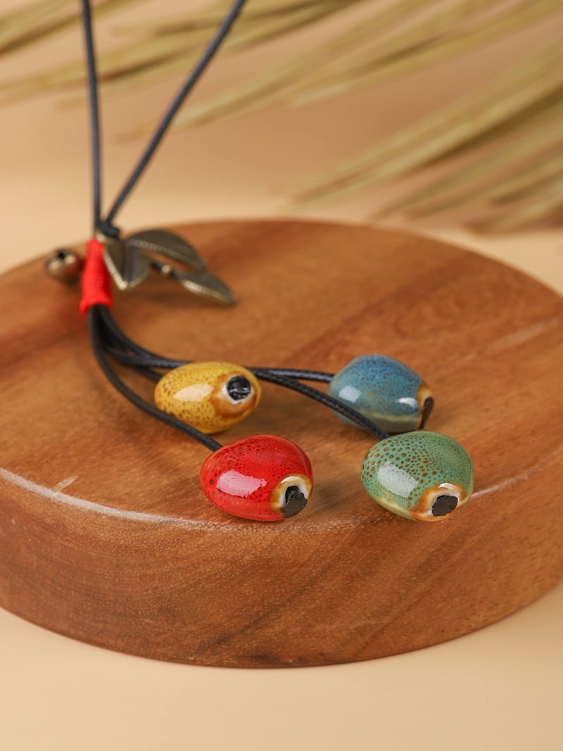MINACHI Bohemian Leaf and Colorful Heart Shape Beads Lariat Necklace, Long Jewelry for Women - Image 3