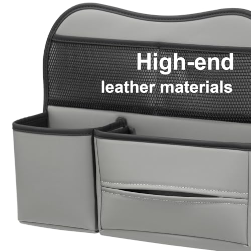 Sancaral Leather Car Seat Back Organizer with Tissue Holder, Water Bottle Holder, Phone Holder for Road Trips. (Gray) - Image 2