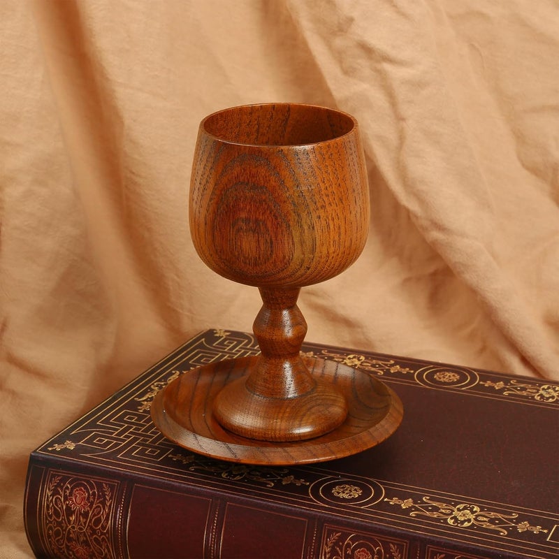 Ohmique Chalice Cup Wooden, Communion Goblet with Tray & Gift Bag, Communion Chalice Wooden Goblet, Handmade Vintage Wine Cup (5.1 inches) - Image 5
