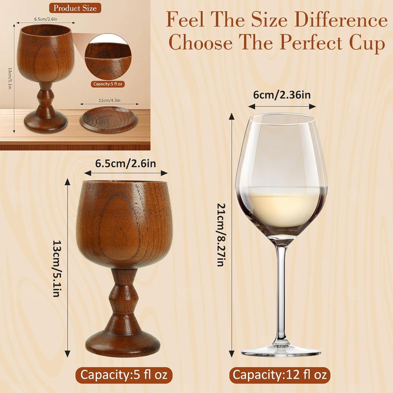 Ohmique Chalice Cup Wooden, Communion Goblet with Tray & Gift Bag, Communion Chalice Wooden Goblet, Handmade Vintage Wine Cup (5.1 inches) - Image 2