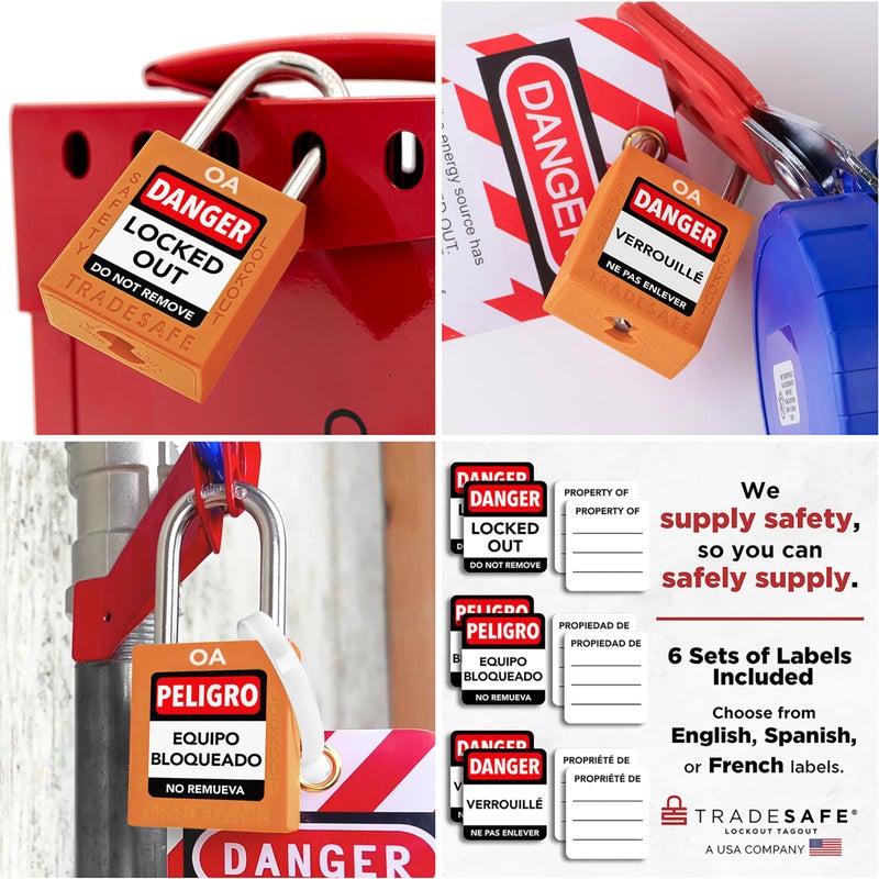 TRADESAFE Lockout Tagout Locks Set, 10 Orange Keyed Alike Unlimited Grouping Safety Padlocks, 2 Keys Per Lock, OSHA Compliant Loto Locks for Lock Out Tag Out Kits - Image 5