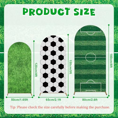 Yoloodayy 3 Pcs Soccer Arch Backdrop Cover 4ft 5ft 6ft Arch Covers Stretchy Backdrop Sports Soccer Arch Cover for Sports Theme Birthday Party Photo Background Arch Stand Stretchy Decoration - Image 3