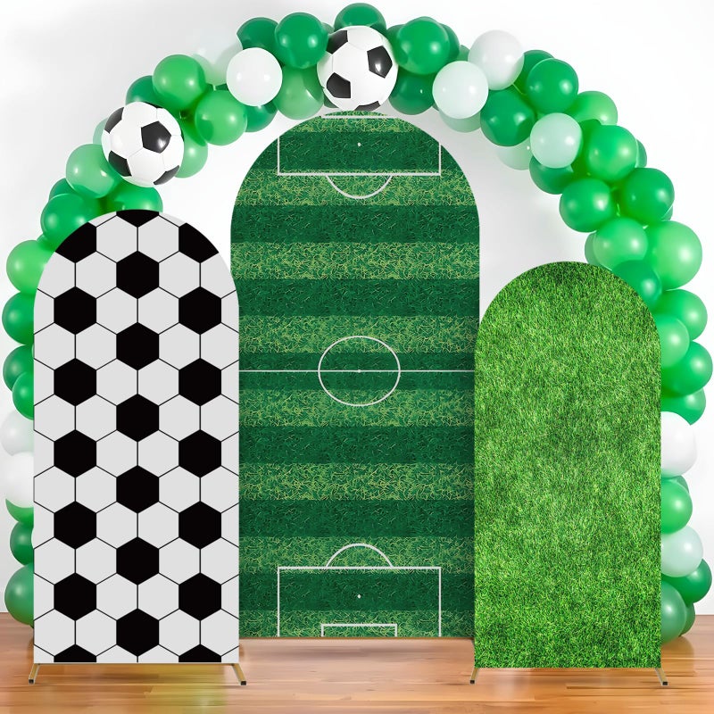 Yoloodayy 3 Pcs Soccer Arch Backdrop Cover 4ft 5ft 6ft Arch Covers Stretchy Backdrop Sports Soccer Arch Cover for Sports Theme Birthday Party Photo Background Arch Stand Stretchy Decoration - Image 2