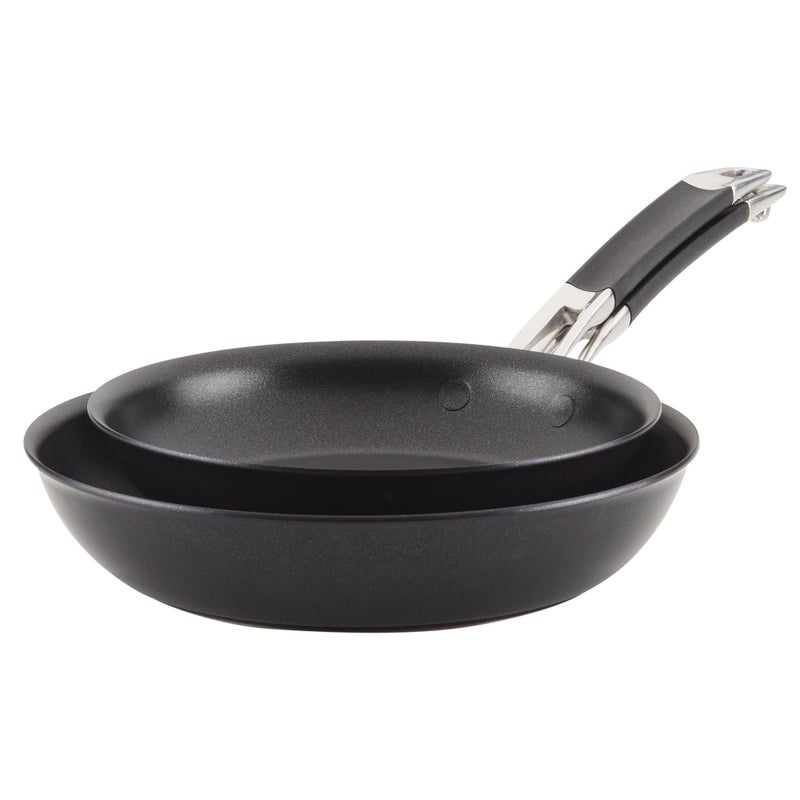 Anolon Smart Stack Hard Anodized Nonstick Frying Pan Set Skillet Set  10 Inch and 12 Inch Black