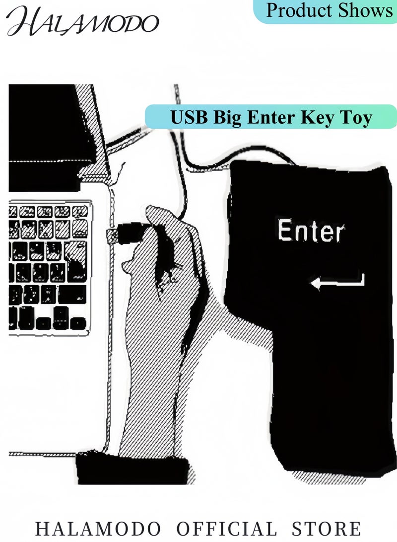 HALAMODO USB Big Enter Key Relieve Stress Plush Toy Enter Key Design Pillow Throw Table Pillow Toys Anti-Stress Relief Super Size Stuffer Accent Desktop Foam Nap Pillow Stress Relief Punch Bag  - Image 5