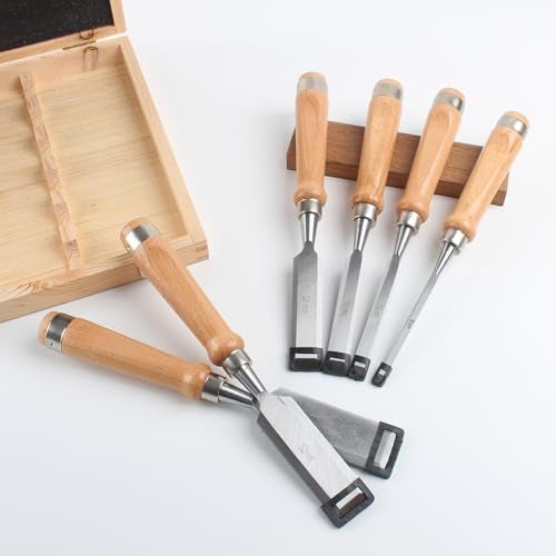 HODYANN 8 Pieces Wood Chisel Tool Sets, 11.4in Woodworking Carving Chisel Kit with Honing Guide, Sharpening Stone and Wooden Case - Image 2