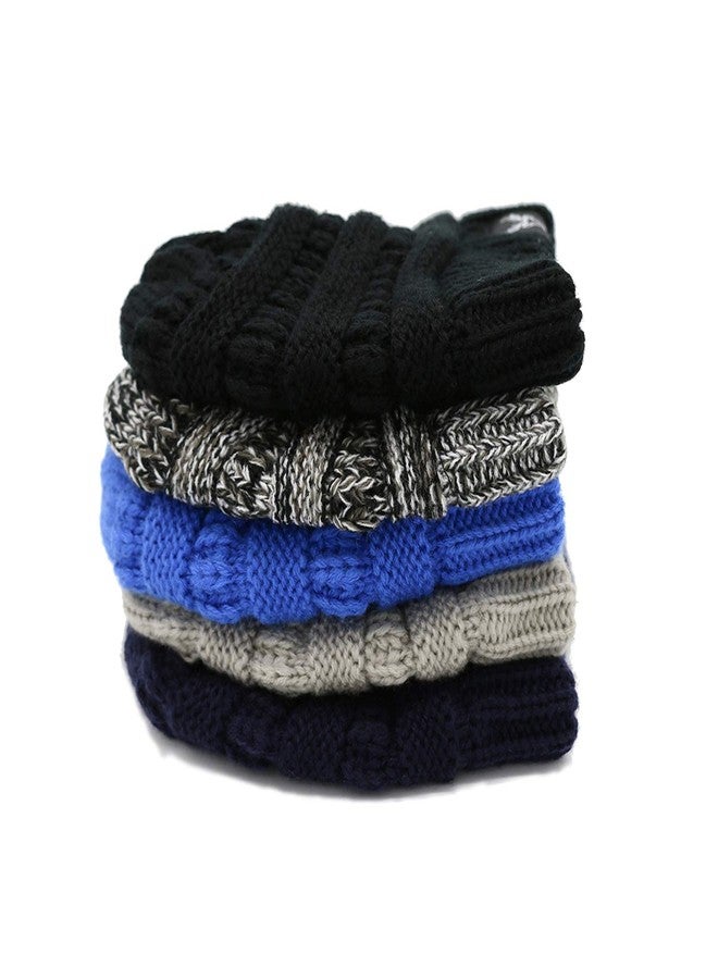 Sarfel Baby Boy Hat Toddler Beanie Baby Hats Warm Knitted Beanie Toddler Winter Hats 3 Pack Black & Light Grey & White - Image 4