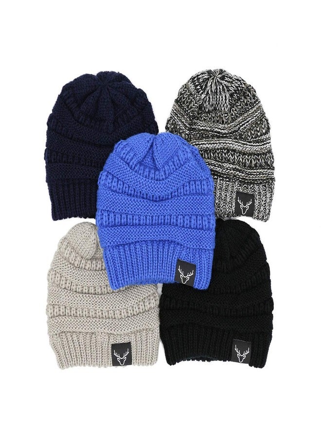 Sarfel Baby Boy Hat Toddler Beanie Baby Hats Warm Knitted Beanie Toddler Winter Hats 3 Pack Black & Light Grey & White - Image 3