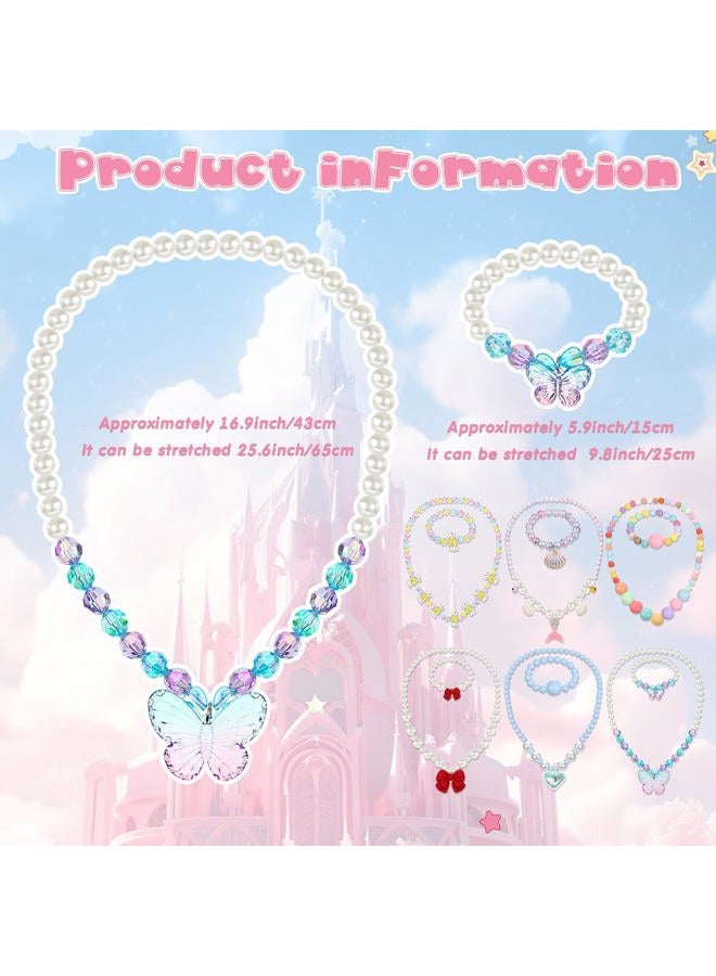 Sumind 6 Sets Toddler Jewelry for Little Girls Baby Beaded Necklace and Bracelet Costume Dress up Jewelry Gifts Princess Party Favors(Mermaid Style) - Image 3