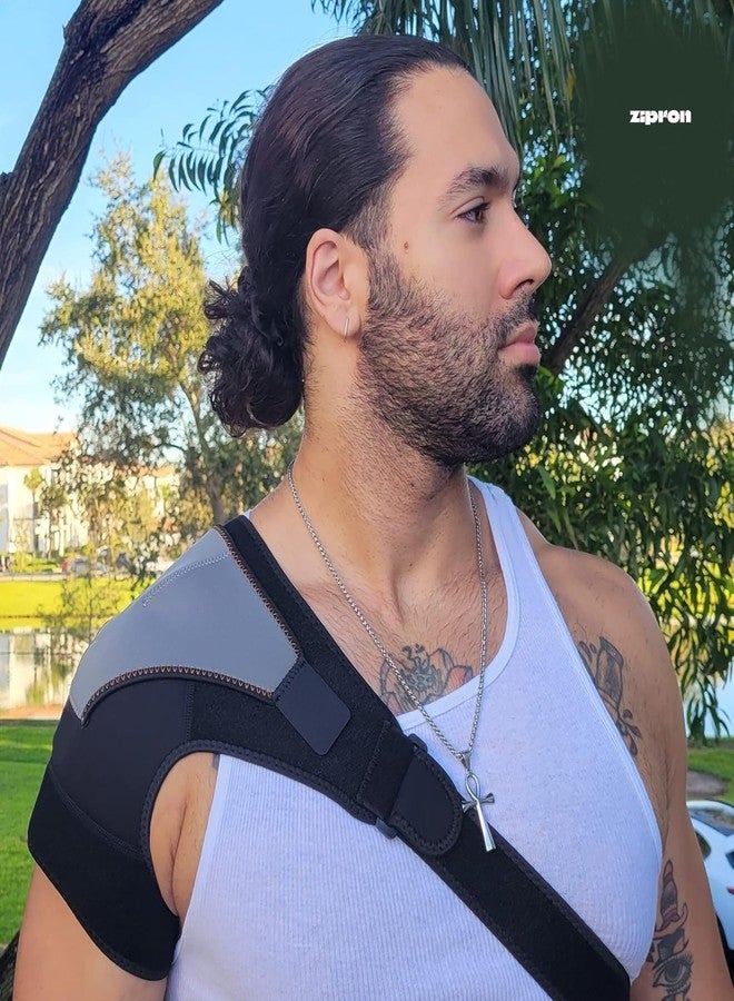ZIPRON Shoulder Brace Gel Ice Pack Shoulder Pain Relief for Torn Rotator Cuff, Shoulder Sling Ice Bag for Injuries Reusable,Support and Compression Sleeve Wrap for Women&Men Shoulder Brace - Image 2