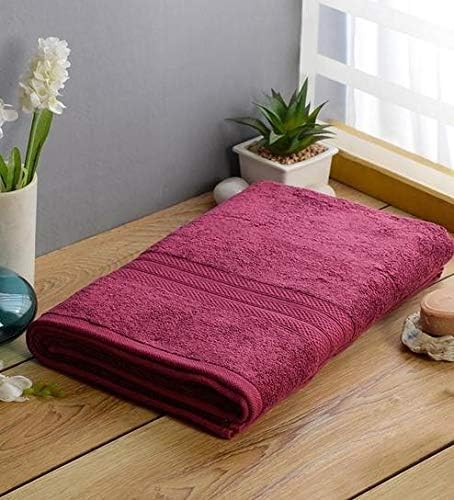 TIQH Organic Cotton 600 GSM Highly Absorbent Quick Dry Soft Large Bath Towel 1 Pc 36x72 Inches Maroon - Image 2