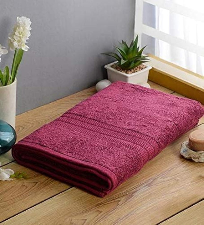 TIQH Organic Cotton 600 GSM Highly Absorbent Quick Dry Soft Large Bath Towel 1 Pc 36x72 Inches Maroon - Image 1