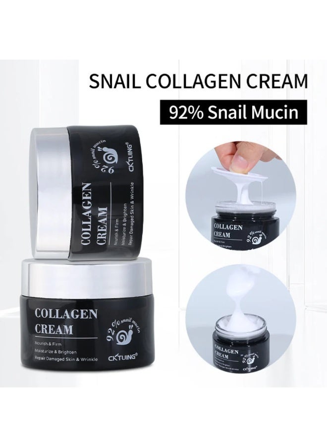 CKTUING Snail Mucin Collagen Whitening Repair Face Cream - Snail Moisturizer for Sensitive Skin, Anti-Wrinkle, Brightening, Hydrating & Nourishing Cream, Korean Skincare for All Skin Types 1.69 fl.oz - Image 2