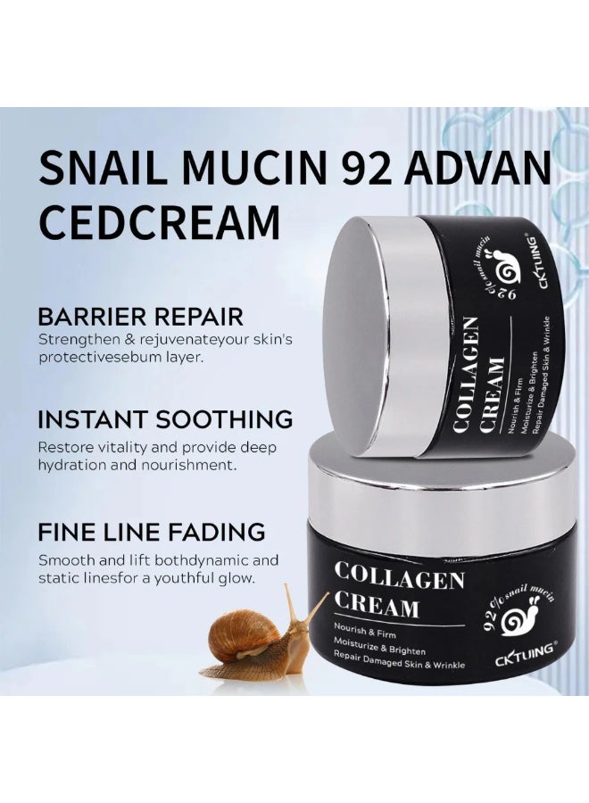 CKTUING Snail Mucin Collagen Whitening Repair Face Cream - Snail Moisturizer for Sensitive Skin, Anti-Wrinkle, Brightening, Hydrating & Nourishing Cream, Korean Skincare for All Skin Types 1.69 fl.oz - Image 3