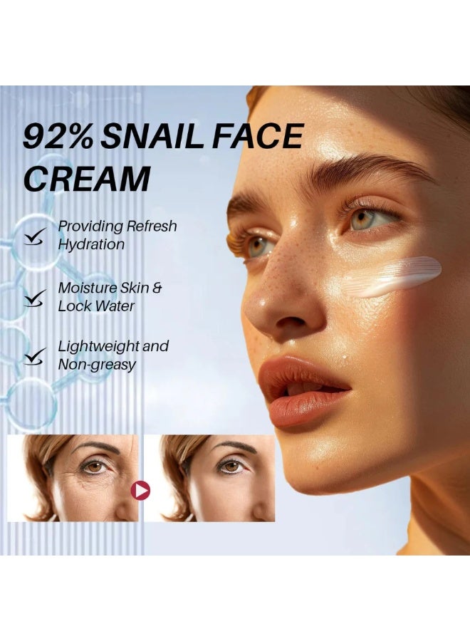 CKTUING Snail Mucin Collagen Whitening Repair Face Cream - Snail Moisturizer for Sensitive Skin, Anti-Wrinkle, Brightening, Hydrating & Nourishing Cream, Korean Skincare for All Skin Types 1.69 fl.oz - Image 4