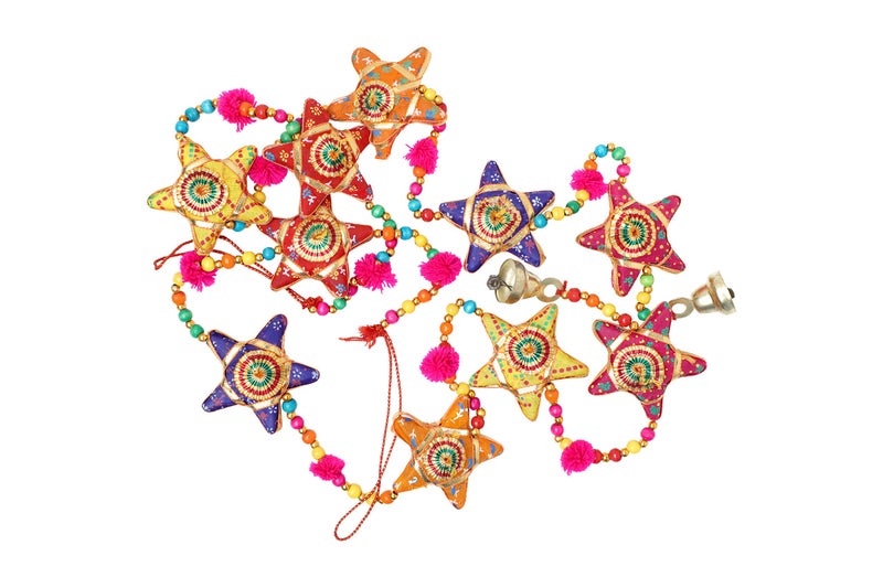 Aditri Creation Set of 2 Door Hanging Star String Garlands Latkan with Bell, Wall Hanging, Wedding Party Indian Christmas Decorations Festival decor for Home Temple Bedroom Room New year Gifts(Size:-36"/3 Feets) - Image 2