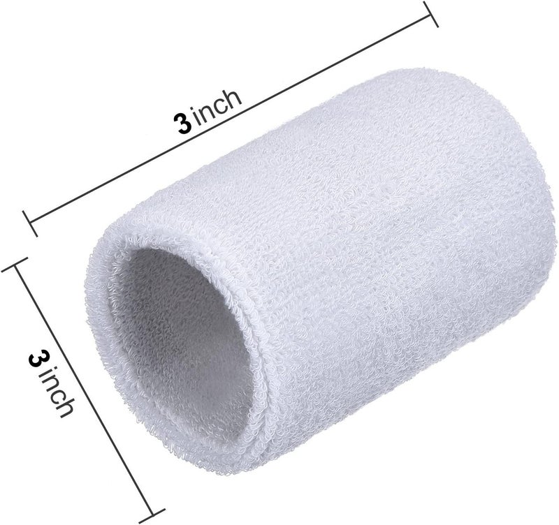 AMIFIT 3 x 3 Inch Wrist Sweatbands Tennis Wrist Bands Absorbent Sweatbands for Football Basketball Running Athletic Sports and Working Out, Pack of 1 (White) - Image 4