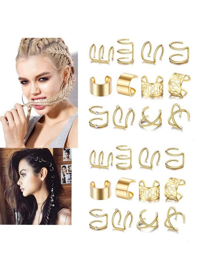 ASVNRES 24 Pcs Gold Hair Braids Dreadlock Nonpiercing Ear Clip Beard Beads Cuffs Clip Hair For Women Men Hair Accessories Styling Jewelry Tools  - Image 2