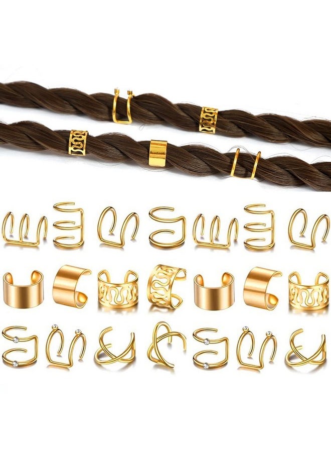 ASVNRES 24 Pcs Gold Hair Braids Dreadlock Nonpiercing Ear Clip Beard Beads Cuffs Clip Hair For Women Men Hair Accessories Styling Jewelry Tools  - Image 4