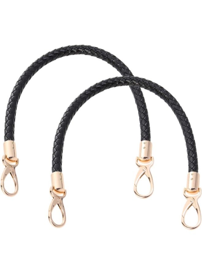 klarako 2pcs 52cm Replacement Purse Straps PU Leather Handbag Handles Gold Spring Buckle Handbag Bag Wallet Straps (Black) - Image 1
