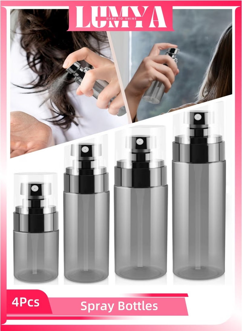 LUMYA 4PCS Spray Bottle Set, Small Spray Bottle, Empty Clear Fine Mist Spray Bottles, Travel Spray Bottles, Refillable Liquid Containers for Cleaning, Perfume, Skin Care, Hair, Gardening (Black) - Image 1