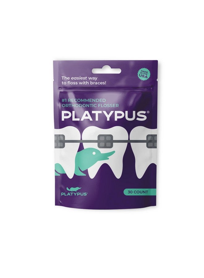 Platypus Orthodontic Flossers For Braces Unique Structure Fits Under Arch Wire, Floss Entire Mouth In 2 Minutes, Increases Flossing Compliance, Will Not Damage Braces 30 Count Bag (Pack Of 1) - Image 1