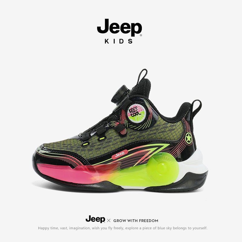 Jeep Children'S Shoes Boys Autumn 2024 Middle And Big Kids Knob Basketball Shoes Girls Breathable Sneakers Training Sports Shoes - Image 1
