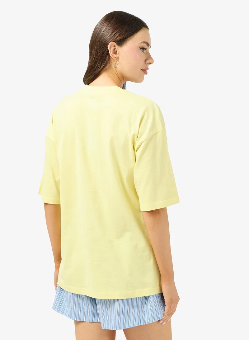 Ginger Cotton Oversize Travel Graphic T-shirt