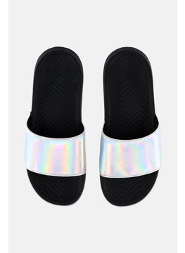 PUMA Men Popcat Chrome Slip On Slides, Black/Silver  - Image 3