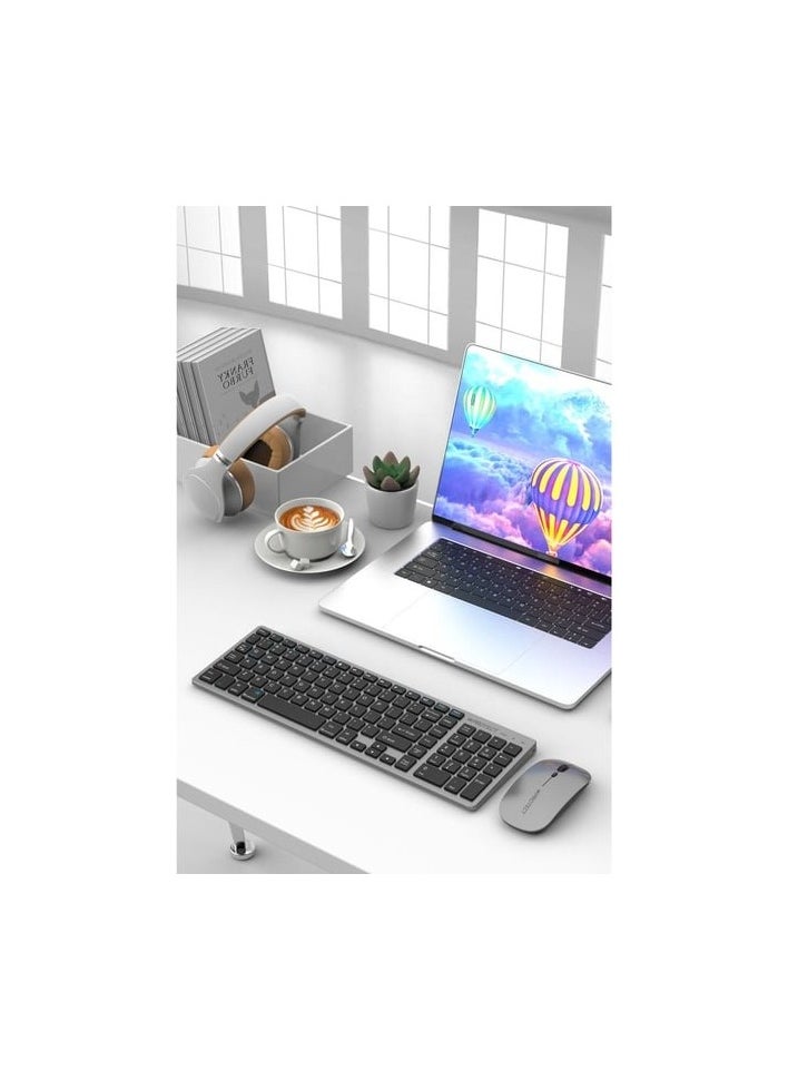 Protect PROTECT Bluetooth Rechargeable Full Keyboard and Mouse Combo | Slim Design | Multi-Device Connectivity PC Laptop Desktop iMac iPad iPhone - HT-KB333  - Image 2