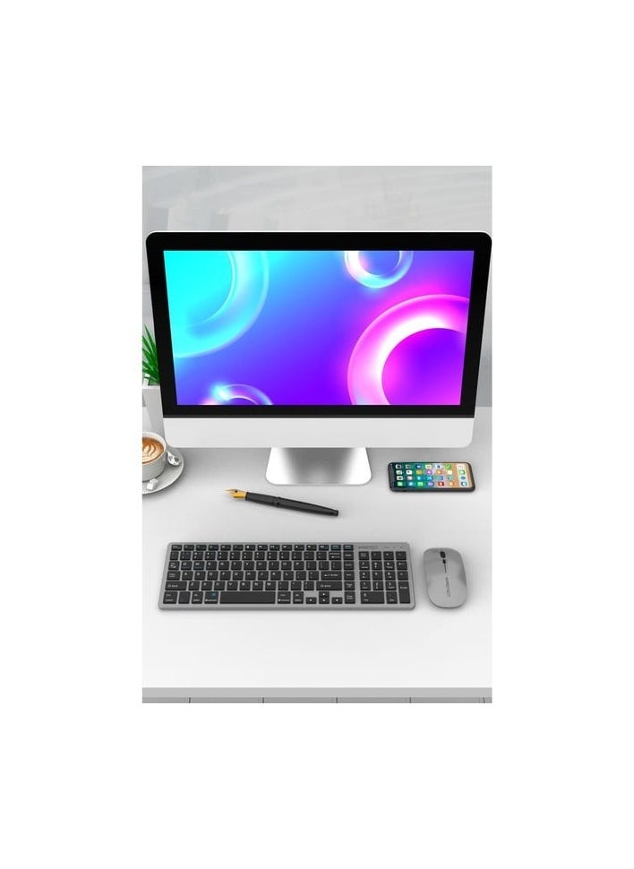 Protect PROTECT Bluetooth Rechargeable Full Keyboard and Mouse Combo | Slim Design | Multi-Device Connectivity PC Laptop Desktop iMac iPad iPhone - HT-KB333  - Image 4