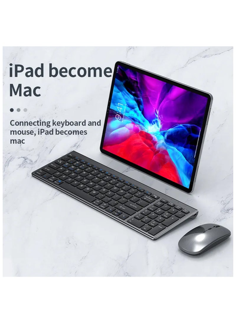 Protect - PROTECT Bluetooth Rechargeable Full Keyboard and Mouse Combo | Slim Design | Multi-Device Connectivity PC Laptop Desktop iMac iPad iPhone - HT-KB333 - Image 1