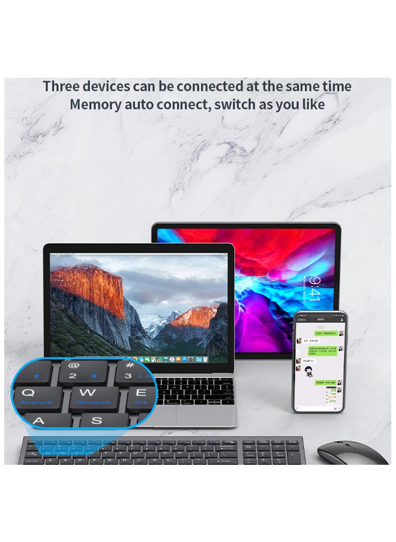 Protect - PROTECT Bluetooth Rechargeable Full Keyboard and Mouse Combo | Slim Design | Multi-Device Connectivity PC Laptop Desktop iMac iPad iPhone - HT-KB333 - Image 1