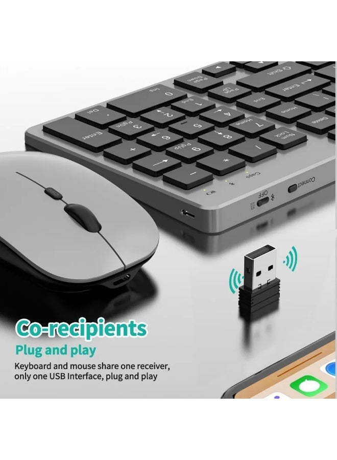 Protect Rechargeable Wireless Bluetooth Keyboard and Mouse Combo | Slim Silent Full Size | Multi-Device for PC Laptop Desktop MacBook iPad iPhone Android - Image 5