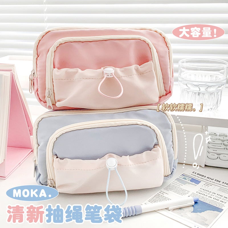 Pen Case: Beige Large Capacity Multi-Layer Storage - High-Value Design Pencil Box for Students Stationery Organization - Image 4