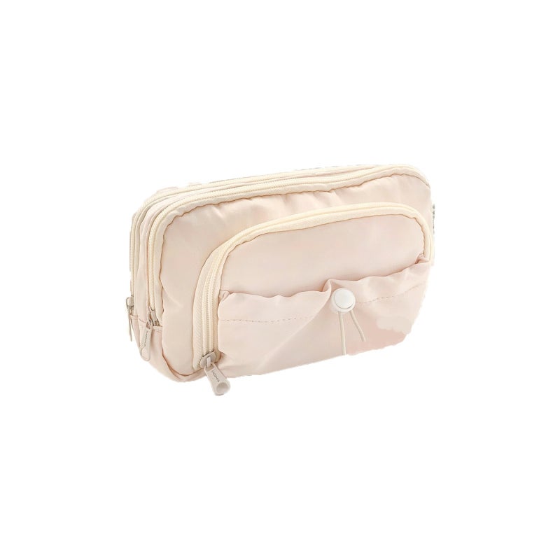 Pen Case: Beige Large Capacity Multi-Layer Storage - High-Value Design Pencil Box for Students Stationery Organization - Image 1