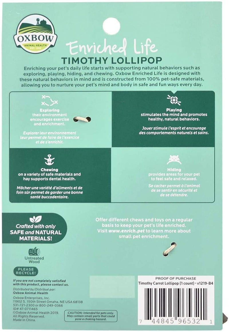 Oxbow Animal Health Bundle of 2 Enriched Life Timothy =Lollipop Small Animal Chew Treats: Apple and Carrot - Image 3
