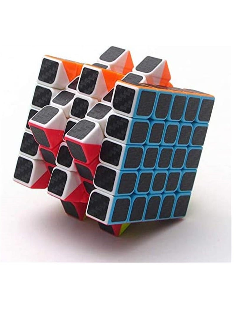 مكعب روبيك 5x5x5 مكعب سرعة سلس سحر ألياف الكربون ملصق مكعبات السرعة النسخة المحسنة سوداء - Image 4