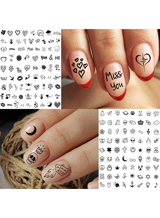Bilizar 6 Sheets Self-Adhesive Snake Heart Moon Star Nail Art Sticker Decals, Abstract Lady Face Nail Stickers for Women DIY Manicure Decorations, Geometric Triangle Arrow Nail Decals Accessories Tip - Image 2