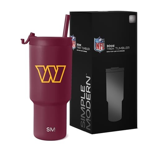 Simple Modern Officially Licensed NFL Washington Commanders 30oz Tumbler with Flip Lid and Straws Insulated Cup Stainless Steel Gifts for Men Women Trek Collection Washington Commanders - Image 1
