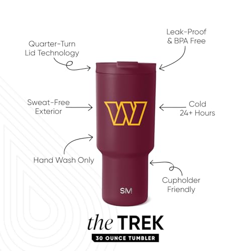 Simple Modern Officially Licensed NFL Washington Commanders 30oz Tumbler with Flip Lid and Straws Insulated Cup Stainless Steel Gifts for Men Women Trek Collection Washington Commanders - Image 3