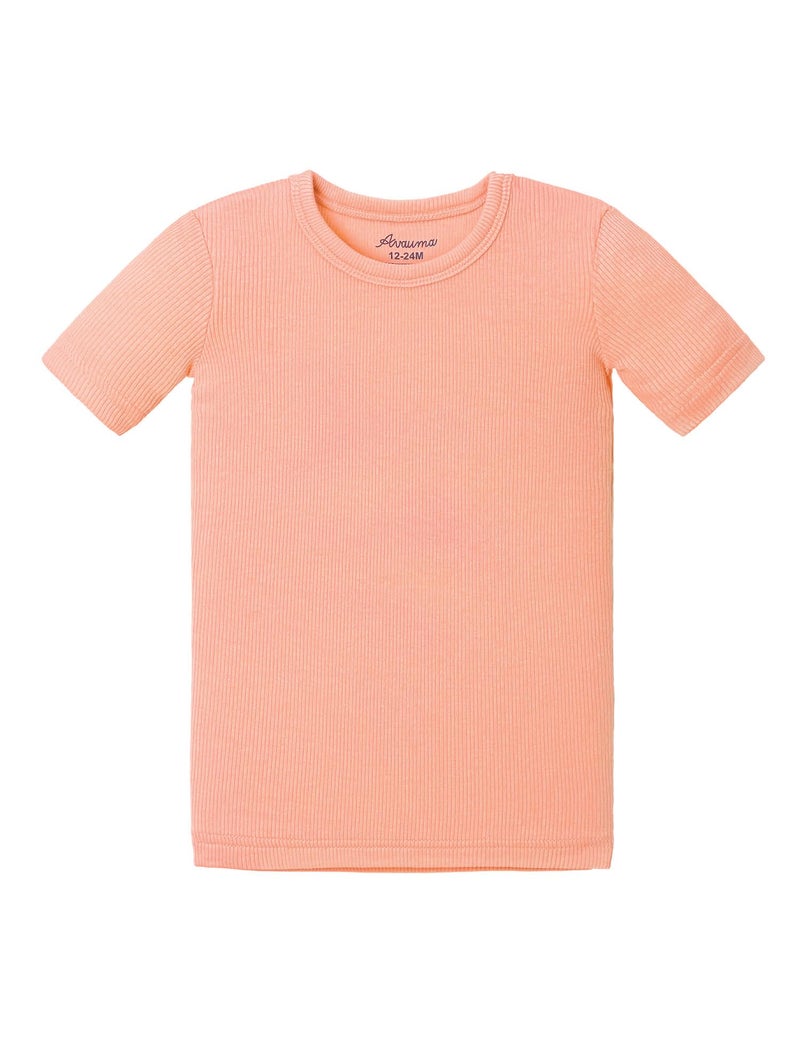 AVAUMA Newborn Baby Little Boys Girls Snug-Fit Pajamas Summer Short Sets Pjs Kids Clothes (M/Coral) - Image 2