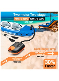 فواوو مضخة هوائية FOWAWU SUP كهربائية ببطاريات 3 * 7800mAh، 20 PSI مضخة تنفس وركوب الأمواج ذكية بمرحلتين للتعبئة والتفريغ، إيقاف تلقائي، مضخة هوائية SUP مضغوطة بموصل سيارة DC 12V  - Image 3