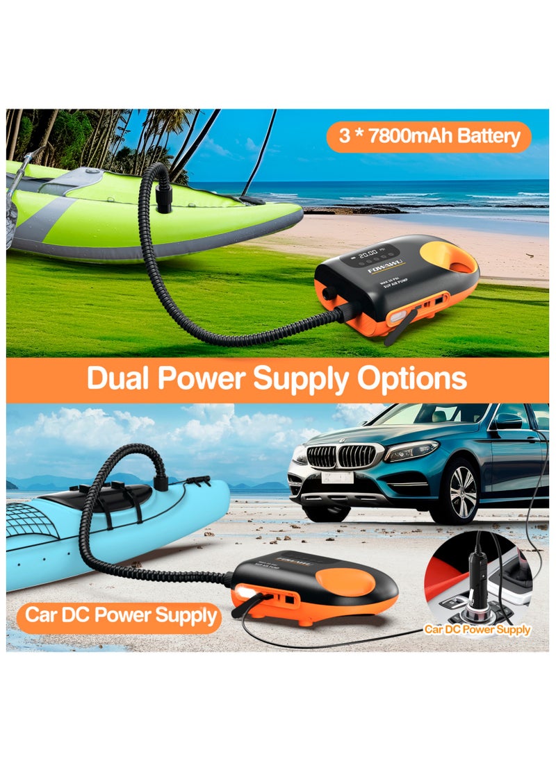 FOWAWU - Sup Pump Electric 3 * 7800Mah, 20 Psi Paddle Board Pump Intelligent Dual Stage Inflation & Deflation, Auto-Off, Inflatable Sup Pump Sup Air Pump Dc 12V Car Connector - Image 1