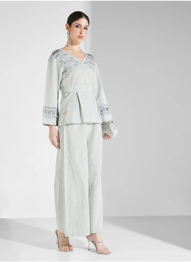 فاشن تريندز من سوزي مطر Embroidered Blouse and Trouser