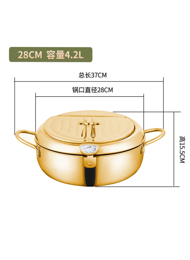 Sharpdo Household 304 Stainless Steel Deep Fryer, Temperature Adjustable, Dedicated to Gas Induction Cookers - Image 3