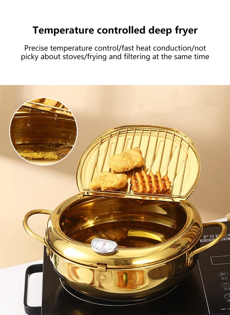 Sharpdo Household 304 Stainless Steel Deep Fryer, Temperature Adjustable, Dedicated to Gas Induction Cookers - Image 2