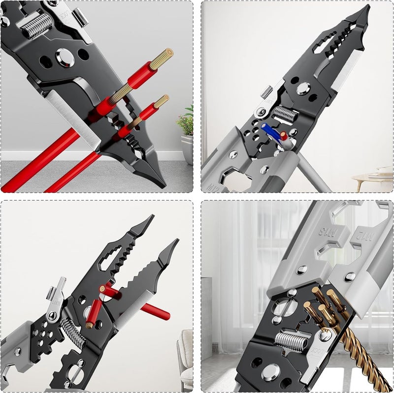 Cozron Wire stripper tool 28in1 Multifunction wire strippers electeical8 Electricion Pliers for Wire Stripping Cutting and Crimping with Splitting and WindingChristmas Gift for father - Image 3