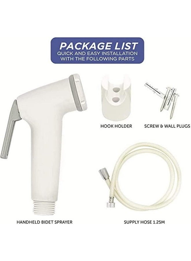 Saqoclean Alsaqer Toilet Shattaf Set Plastic Handheld Bidet Sprayer with Adjustable Water Pressure Control, Wash Shattaf Toilet Spray, Bathroom Sprayer with Complete Accessories  - Image 2